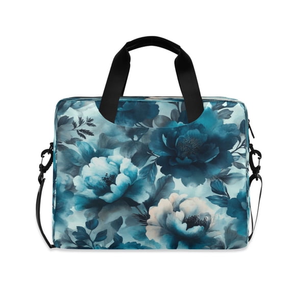 16" Laptop Tote Bag Laptop Sleeve Case Computer Briefcase for Work & Travel Teal Elegant Floral Pattern