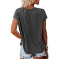 thumbnail image 5 of MNCEKFOD T Shirts for Women Summer 2025 Cap Sleeve Casual Tshirts V Neck Solid Color Loose Fit Blouse Leisure Tee Shirts Gray L, 5 of 5