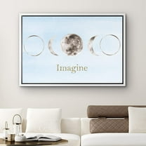 PixonSign Framed Canvas Print Wall Art Imagine Crescent and Full Moons Nature Clouds Illustrations Modern Art Chic Scenic Relax/Calm Blue Pastel for Living Room, Bedroom, Office - 24"x36" White