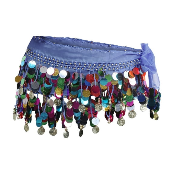 Prolriy Sequin Fringe Wrap Skirts for Women, Women's Carnival Sequin Tassel Waist Chain Hip Scarf Performance Belt Waist Cover Belts for Women Blue2