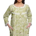 thumbnail image 5 of Moomaya Printed Knee Length Cotton Lace Border 3/4th Sleeve Night Gown For Women, 5 of 6