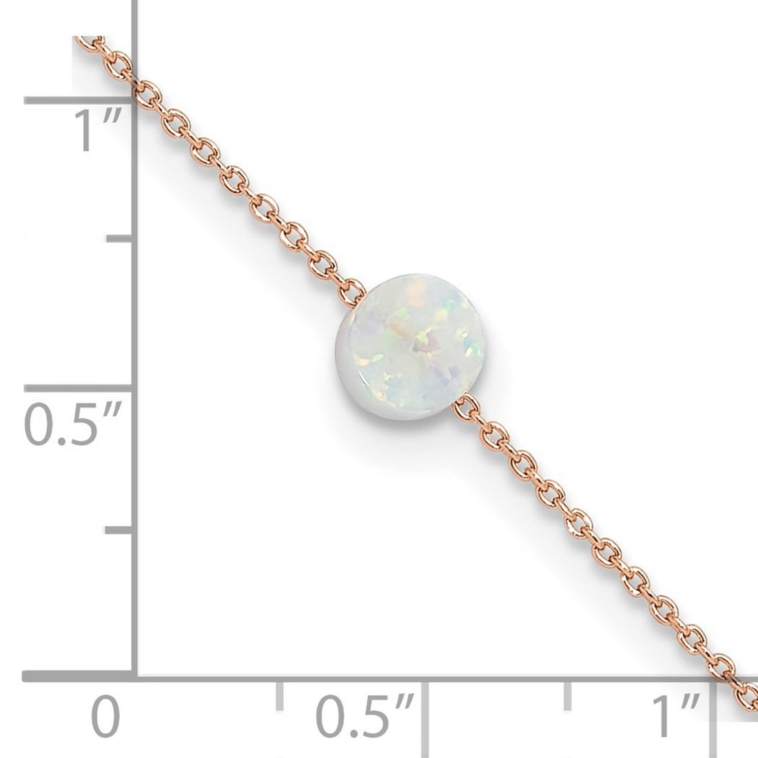 925 Sterling Silver Rose-tone White Simulated Opal Plus 2 In Extension Anklet 9 Inch 6.02mm Wide Anklet for Women