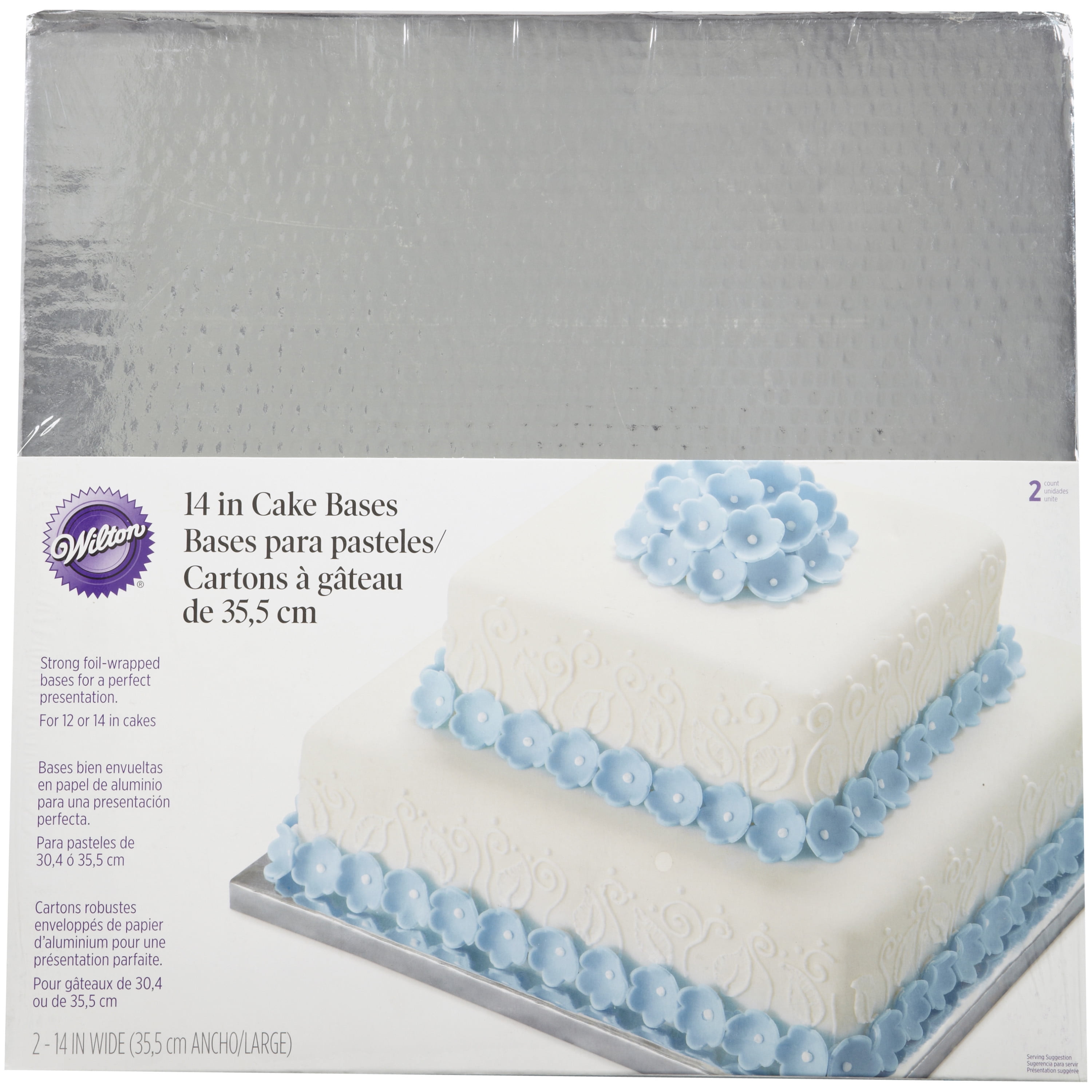 Wilton Silver 14 Inch Square Cake Platters 2 Count Walmart Com