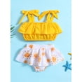 thumbnail image 3 of Infant Baby Girl Kids Two-Piece Swimsuits Cute Summer Tie-up Strap Crop Tops+Ruffle Tutu Shorts Toddlers Swimwear Beachwear 0-3Y, 3 of 10