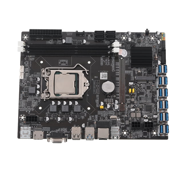 Matsuzay 1 Juego de placa base para minería B75, accesorios para computadora, componentes estables, adaptador USB de escritorio con CPU aleatoria Cables de computadora