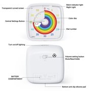KOYPTL 60 Minute Visual Timer with Pause Function Cute Silent Timer with Rainbow for Classroom Teaching Task Kitchen 60 Minute Countdown Time Management for ADHD Aults Office Desk White