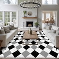 thumbnail image 3 of Black Grey Plaid Area Rugs 6'x9', Washable Small Throw Rugs for Kitchen Dining room, Modern Geometric Minimalist Checkered Indoor Outdoor Rug Non-Slip Low Pile Carpet Runner Reversible Floor Mats, 3 of 8