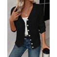thumbnail image 5 of Sweaters for Women Fall Winter V Neck Button Down Cute Sweater Jacket Knit Tops Black S, 5 of 8