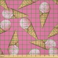 thumbnail image 2 of Ambesonne Ice Cream Fabric by the Yard Microfiber, Summer Desserts Pinkish, 1 Yard, Pink and Pale Brown, 2 of 2