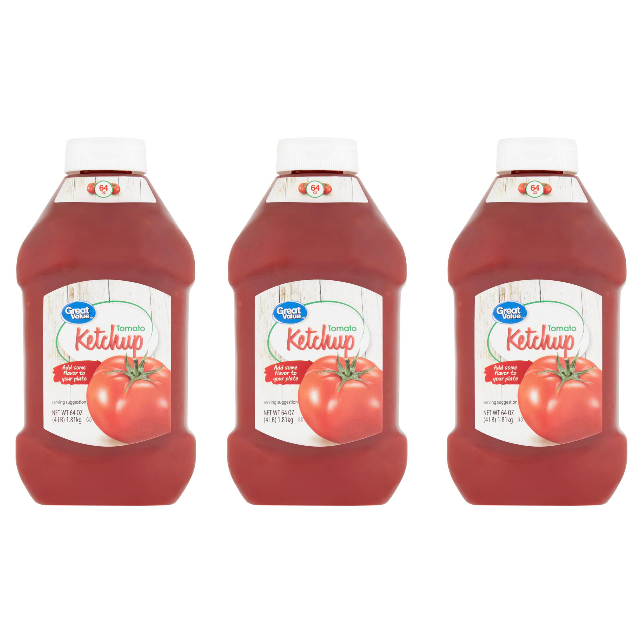 (3 pack) Great Value Tomato Ketchup, 64 oz