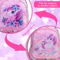thumbnail image 3 of Mochila enrollable UFNDC con lentejuelas de unicornio con bolsa de almuerzo y bolsa para bolígrafos, 3 of 9