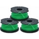 thumbnail image 1 of Carretes de repuesto para cortabordes, carrete de desenrollado automático, 3 x 6 m de hilo de nailon duradero, hilo de 2 mm Fontainebleau, paquete de 3, color verde, 1 of 5