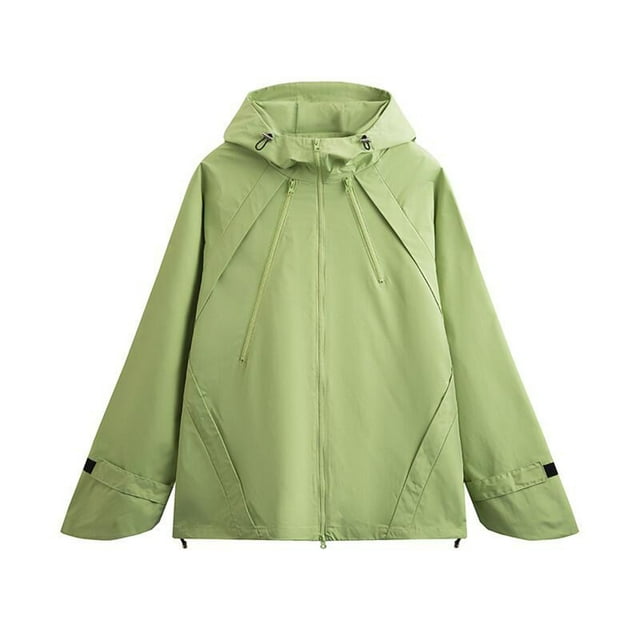LOVZFMLL Jackets for Men Man Solid Color Water Resistance Drawstring Pockets Hooded Outdoor Coat