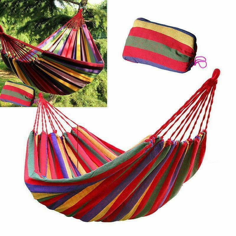 Red Strip 2-Person Outdoor Cotton Hammock Brazilian-Style Portable with Carrying Bag & Rope Suitable for Outdoor use Perfect for Backyard Camping Hiking Traveling Patio Yard Garden Red Strip 2-Person Outdoor Cotton Hammock Brazilian-Style Portable with Carrying Bag & Rope Suitable for Outdoor use Perfect for Backyard Camping Hiking Traveling Patio Yard Garden