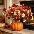 thumbnail image 3 of Fall Artificial Orange Flower Bouquet, Realistic Silk Morning Glories for Thanksgiving, Halloween & Home Decor, 3 of 5