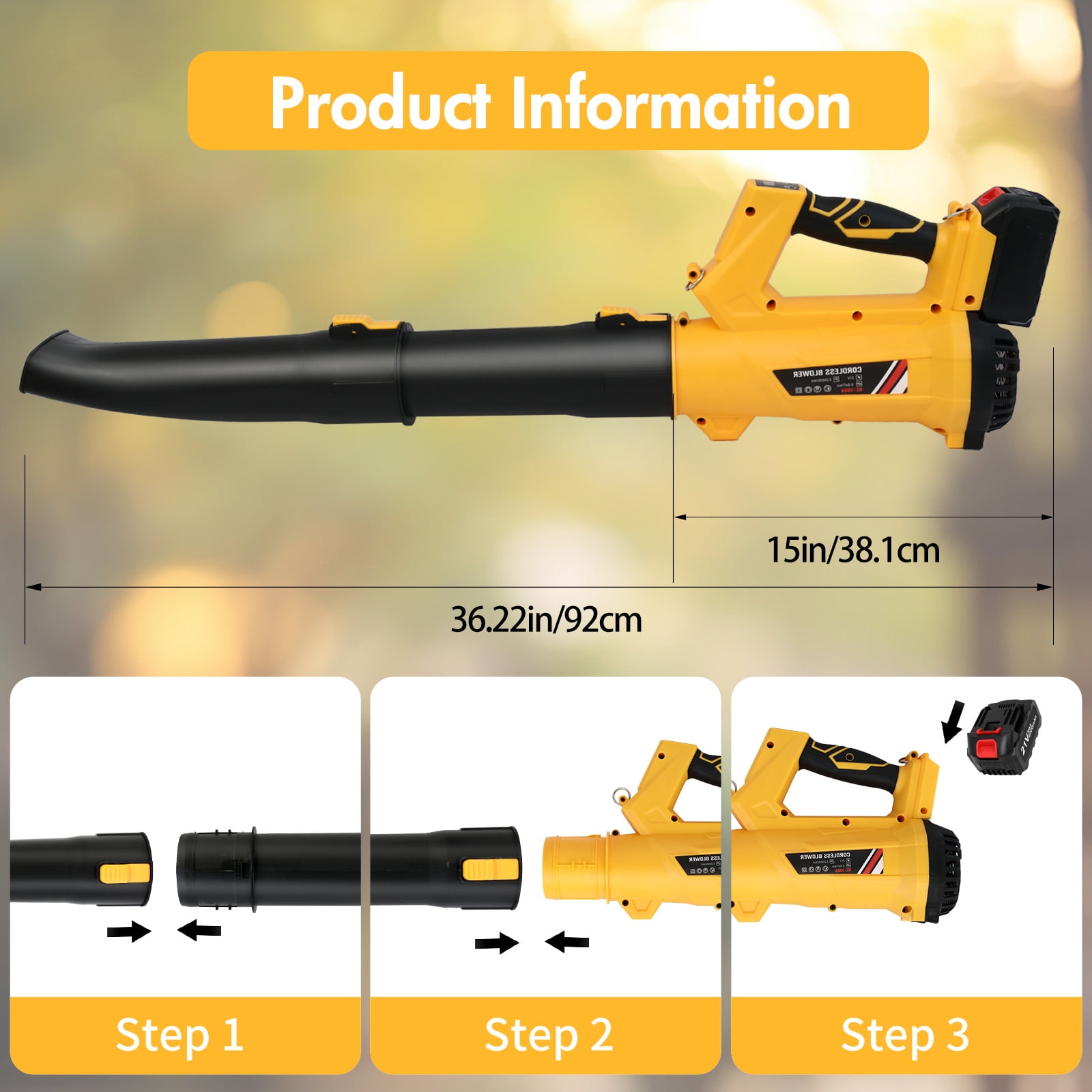 Leaf Blower, 170MPH 540CFM Leaf Blower Cordless with 2X6.0Ah Battery & Charger, 21V Electric Leaf Blower for Lawn Care, Battery Leaf Blower for Snow Blowing & Yard Patio Garden Cleaning
