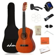 ADM 1/2 Classical Guitar Beginner Kit, 34'' Wooden Guitar Nylon Strings with Carrying Bag & Accessories, Sunset