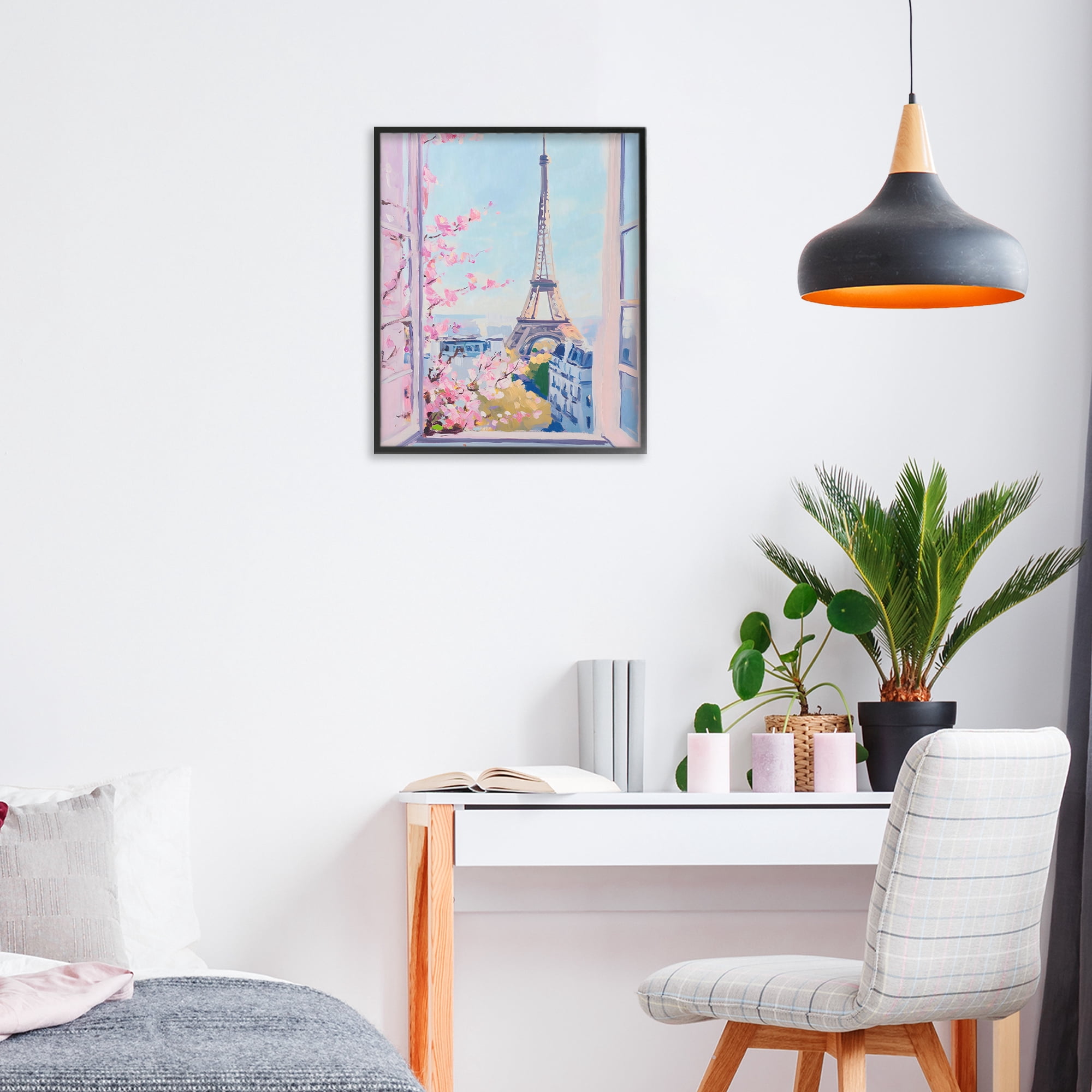 Stupell Industries Eiffel Tower View in Spring Black Framed Giclee Art, design by The Prints Vibe