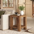 thumbnail image 7 of Finmind 2-Tier Solid Wood Side Table, Farmhouse Small Square Sofa End Table with Storage Shelves for Living Room, Bedroom, Brown, 7 of 7