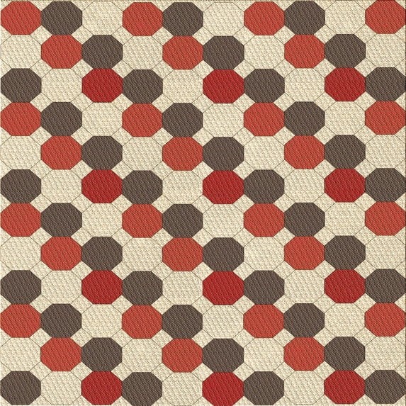 Ahgly Company Indoor Square Patterned FireBrick Red Area Rugs, 8' Square
