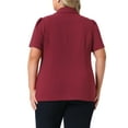 thumbnail image 3 of Agnes Orinda Women's Plus Size Blazers Single Breasted Notched Lapel Short Sleeve Office Jackets 4X Burgundy, 3 of 6