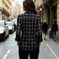thumbnail image 5 of FDGIU Women's Plaid Button Down Shirt, Lapel Long Sleeve Loose Fit Collared Blouse Casual Tops for Office Daily Travel Outfits, 5 of 7
