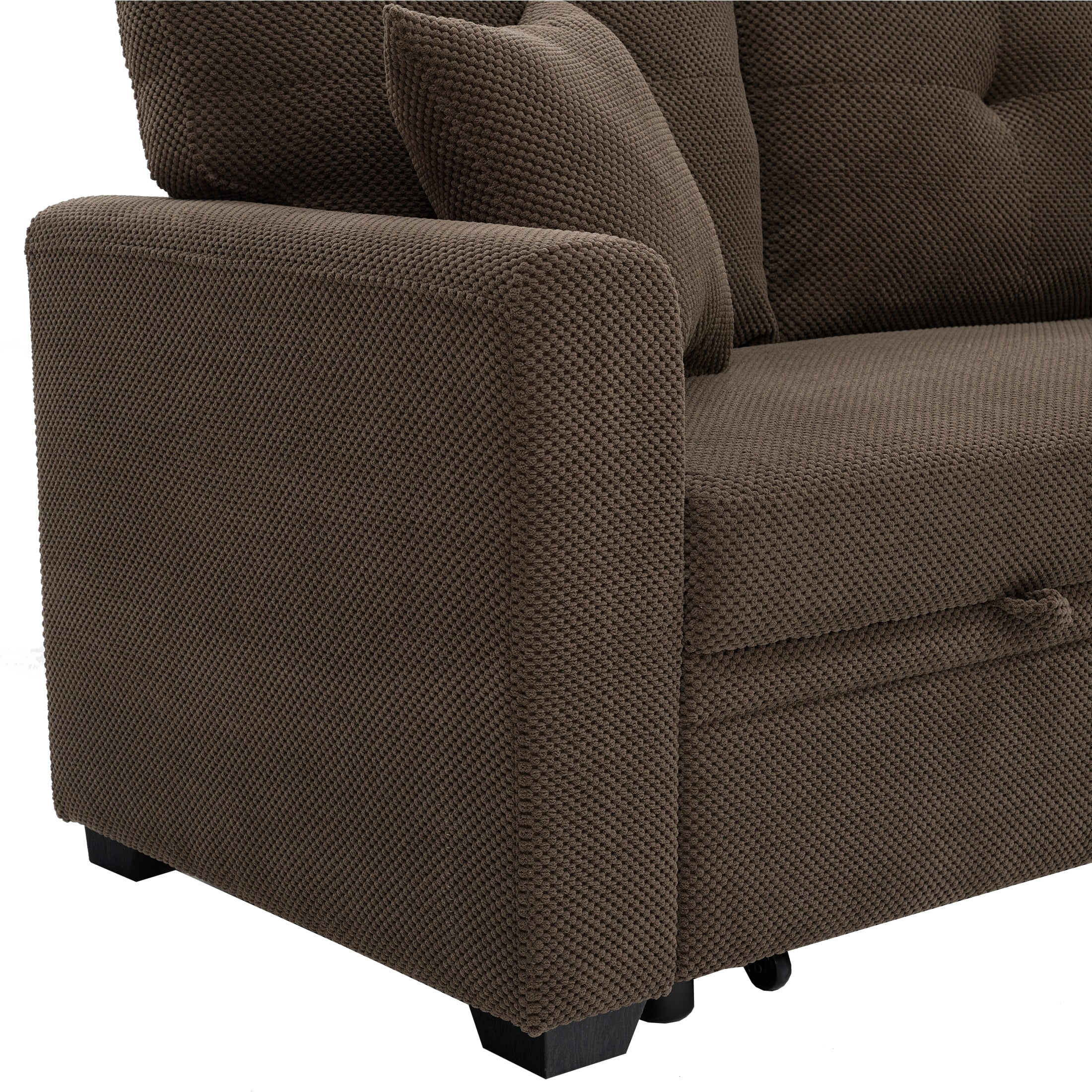 Noble House Sleeper Sectional Sofa with Pull-Out Bed, Reversible Storage Chaise, Coffee