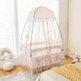 thumbnail image 4 of Costway Baby Playard Crib Bed 4 in 1 Portable with Changing Table Canopy Music Box Light Pink, 4 of 10