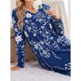 thumbnail image 3 of KISSGAL Women Nightgowns Long Sleeve Sleepshirts Pleated Long Nightdress V Neck Curved Hem Night Gown Sleepwear with Pockets, 3 of 6