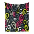 thumbnail image 1 of Psychedelic Soft Flannel Fleece Blanket, Vintage Sixties Inspired Swirls on Dark Toned Background Modern Abstract Image, Cozy Plush for Indoor and Outdoor Use, 60" x 80", Multicolor, by Ambesonne, 1 of 6