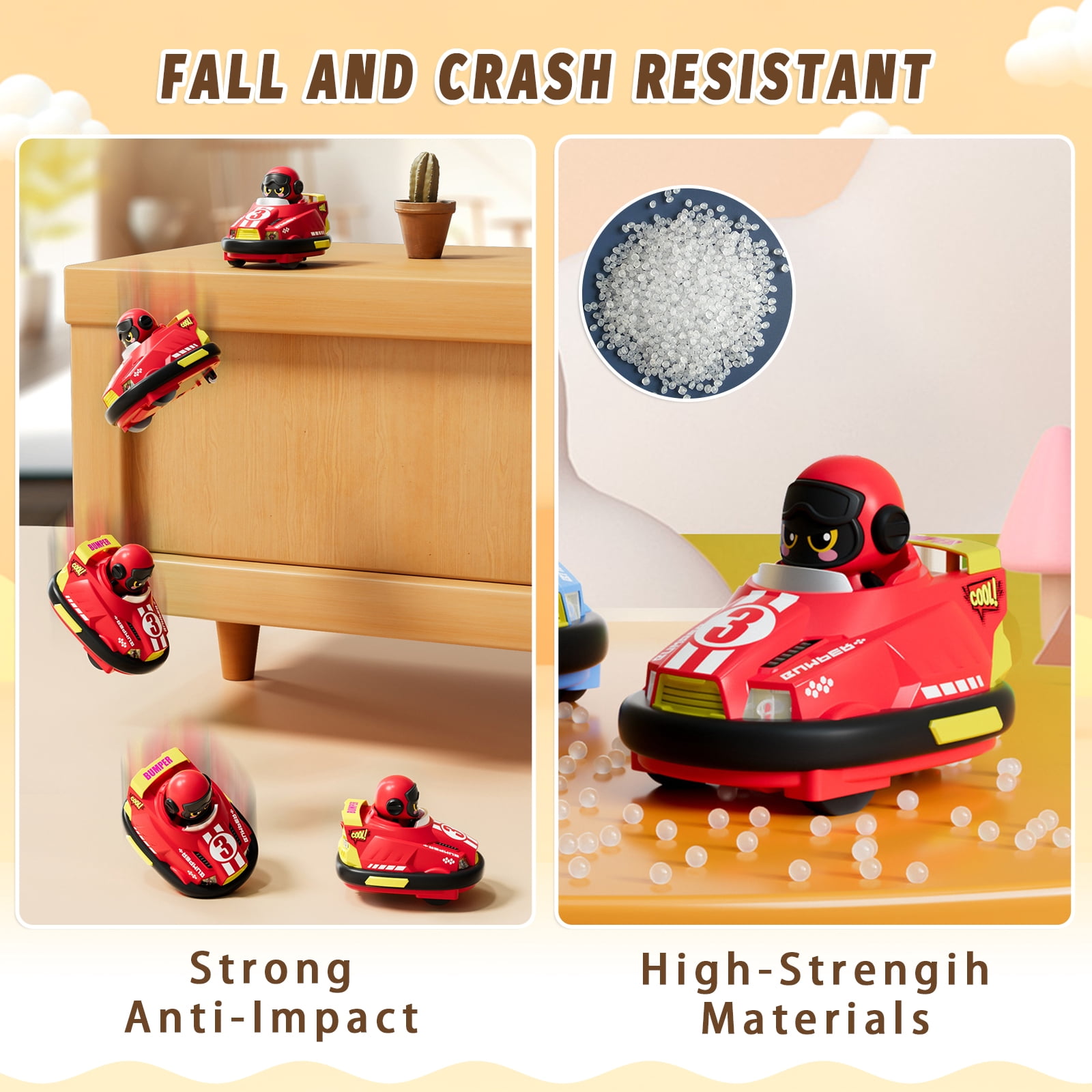 RC Ejecting Bumper Cars, Remote Control Car for Kids, RC Battle Cars of 2 Player, Red and Blue, Ages 6 and Up