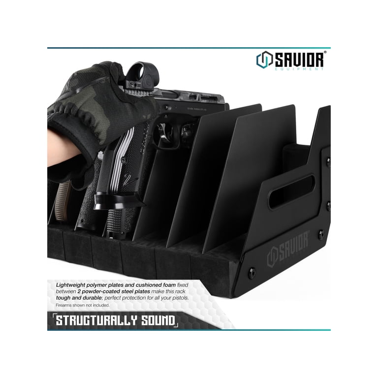 Savior Equipment 8 Slot Pistol Rack, Black, 7in H x 16.5in L x 9.5