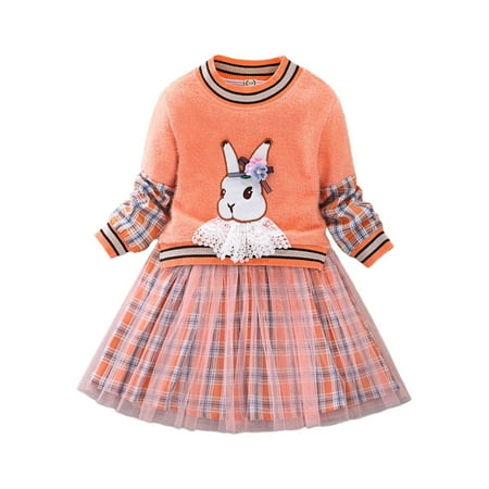 

TANGNADE Baby Girls Embroidered Long Sleeve Dress Bunny Dress For Easter Rabbit Dresses For Easter Daily Wear Dresses for Girl Size 12 Cotton Dresses 5t