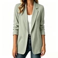 thumbnail image 4 of Karymi Rain Coats for Women Open Front Linen Blazer, Notched Lapel Long Sleeve Roll Tab Casual Suit Jacket, Solid Coat with Side Pockets Going Out Tops for Women, 4 of 5