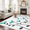 thumbnail image 2 of Large Area Rugs for Living Room Bedroom, Teal Green Floral 6'x9' Rug Washable Carpet Runner Indoor Outdoor, Abstract Botanical Flower Leaf Artwork Non Slip Floor Mats Rug for Kitchen, Playroom, 2 of 8