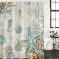 thumbnail image 3 of Aqua Coastal Starfish Waterproof Fabric Shower Curtain,Farmhouse Nautical Seahorse Coral Waterproof Fabric Shower Curtain for Bathroom Curtains Bathtubs Shower Curtains with 12 Hooks Extra Long 72x84, 3 of 8
