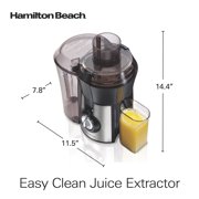 Hamilton Beach Easy Clean Juicer Machine for Fruits and Vegetables with Easy Sweep Cleaning Tool & Extra Large Chute, Extractor de Jugos, Black & Stainless
