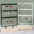 thumbnail image 4 of 24/44/66 Holes Stand Jewelry Display Organizer Earrings Pendants Bracelets Jewelry Holder With Wooden Base Earrings Storage Rack 66 holes white, 4 of 6