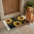 thumbnail image 6 of Area Rug with Tassels 2' x 3', Rustic Watercolor Sunflower on Black Kitchen Runner Rug for Hallway Bedroom Throw Rugs, Farmhouse Floral Art Soft Door Mat for Bathroom Entrance Living Room, 6 of 9