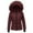 Wine, variant on Quilted Puffer Jacket for Women Faux Fur Full Zipper Thicken Winter Hooded Parka Coat Solid Color Water Resistant Plus Size Warm Coat
