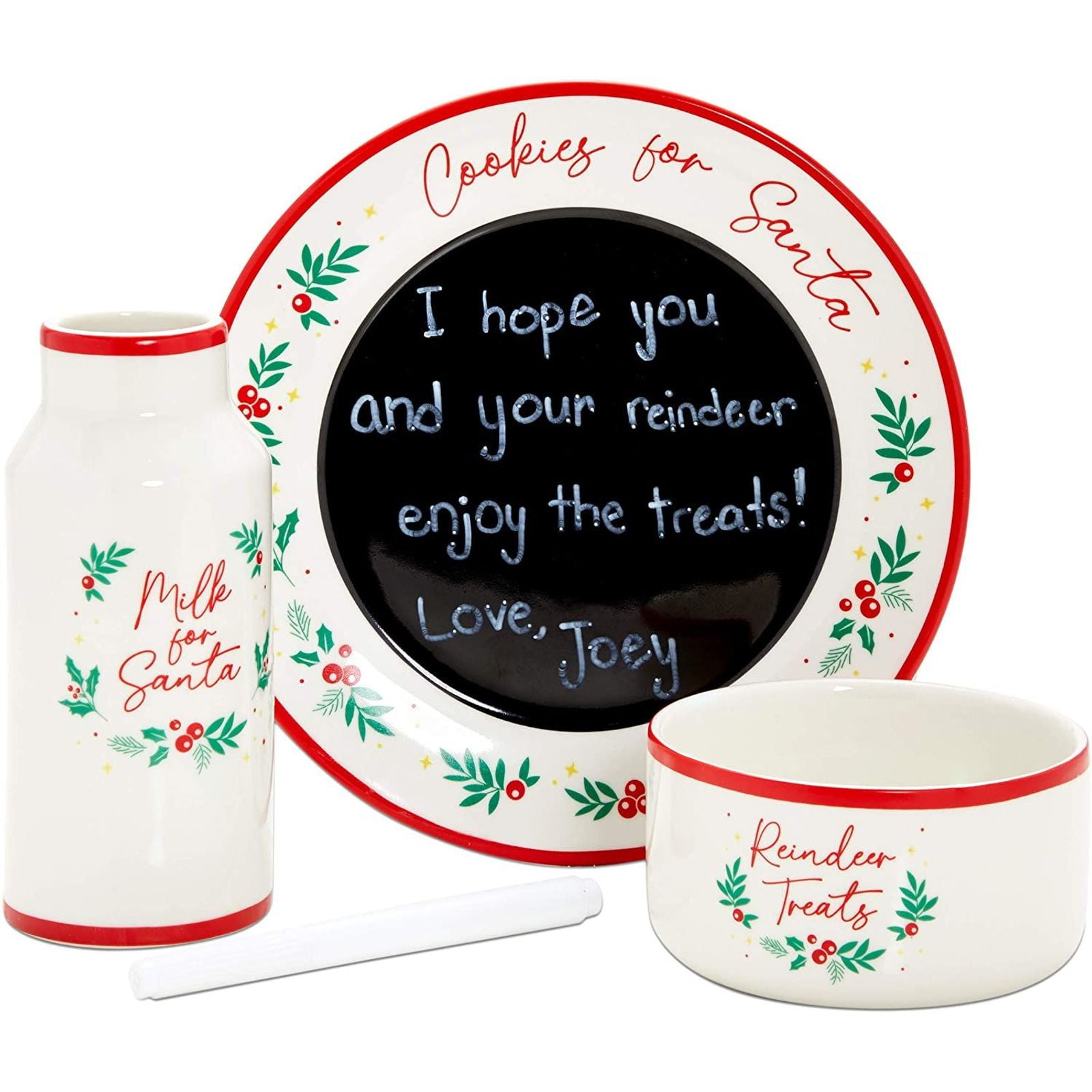 Plate & Milk Cup melamine Cookies For Santa Message XMAS Chalkboard new in box 
