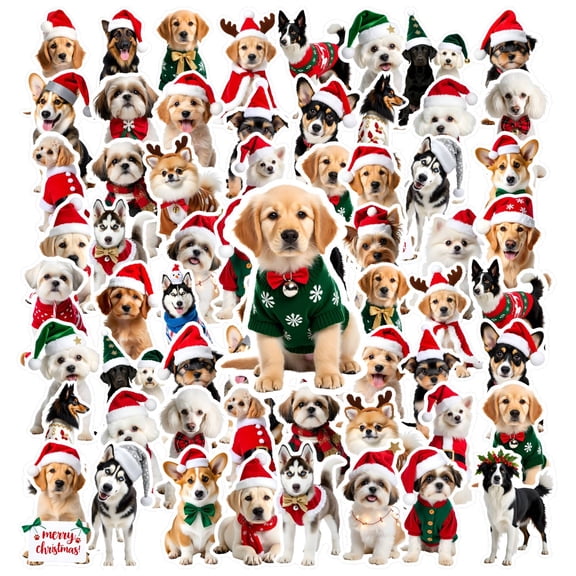 35pcs-50pcs Cute Animal Dog Stickers Christmas Stationery Stickers Kids Stickers for Laptops Notebooks Suitcases
