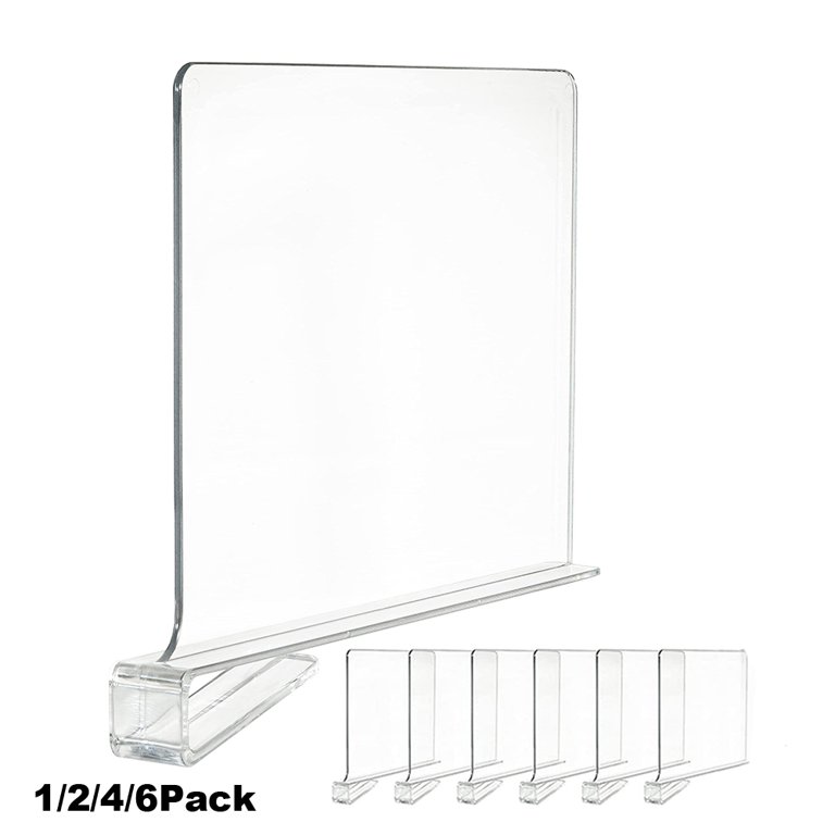 Lishuaiier 4Pack Shelf Dividers for Closets,Clear Acrylic Shelf Divider for Wood Shelves and Clothes Organizer/Purses Separators Perfect for Kitchen