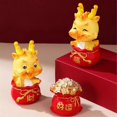 thumbnail image 3 of 3pcs Shaking Head Dragon Figures, Chinese Zodiac Dragon Ornaments Year Of The Dragon Statues For Ho, 3 of 5