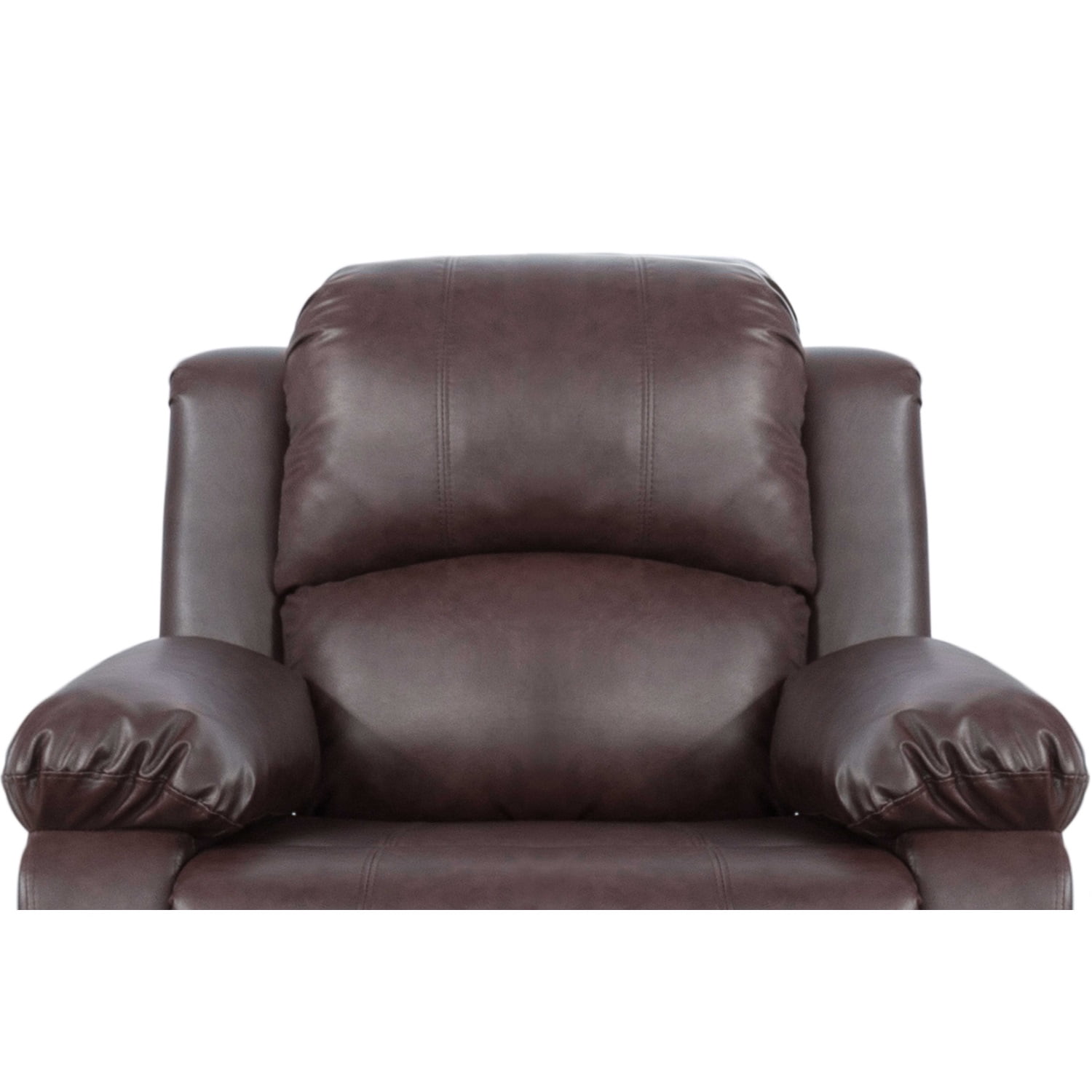 Hommoo Recycled Leather Manual Single Rocker Recliner Sofa, Heavy Duty Reclining Chair for Home with Overstuffed Arm and Back, Brown