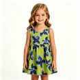 thumbnail image 2 of WEIWEN Toddler Girls Dresses Cute Flower Little Girl Sleeveless Summer Princess Dress Cotton Casual Beach Sundress 2 3 4 5 6 7 8 9T Army Green, 7-8 Years, 2 of 4