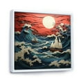 thumbnail image 2 of Designart "Waves Papercut Japon Coral wall decor II" Japanese Floater Framed Canvas Print, 2 of 7