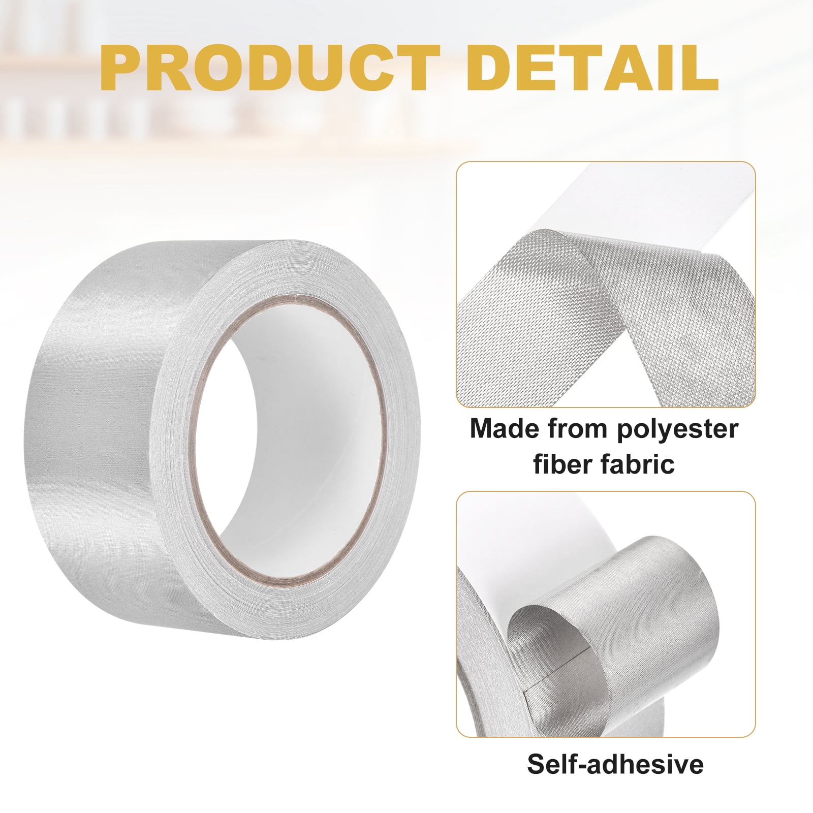 Uxcell Faraday Fabric Tape (2" x 65 ft x 0.1mm) Double Conductive High Temp Cloth Tape for Electrical Connection EMI Shielding Wire Harness Wrap ESD Grounding Display Repair