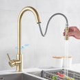 thumbnail image 3 of Touch-Activated Kitchen Faucet, Solid Brass and Stainless Steel Construction, Brushed Gold Faucet with Dual Function Pull Out Sprayer for Versatile Cleaning, 3 of 5