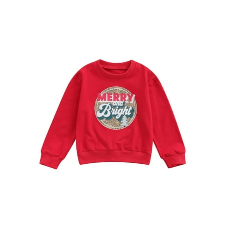 

Fanvereka Toddler Baby Boys Girls Christmas Sweatshirt Leopard/ Plaid Letters Printed Pullover Shirt